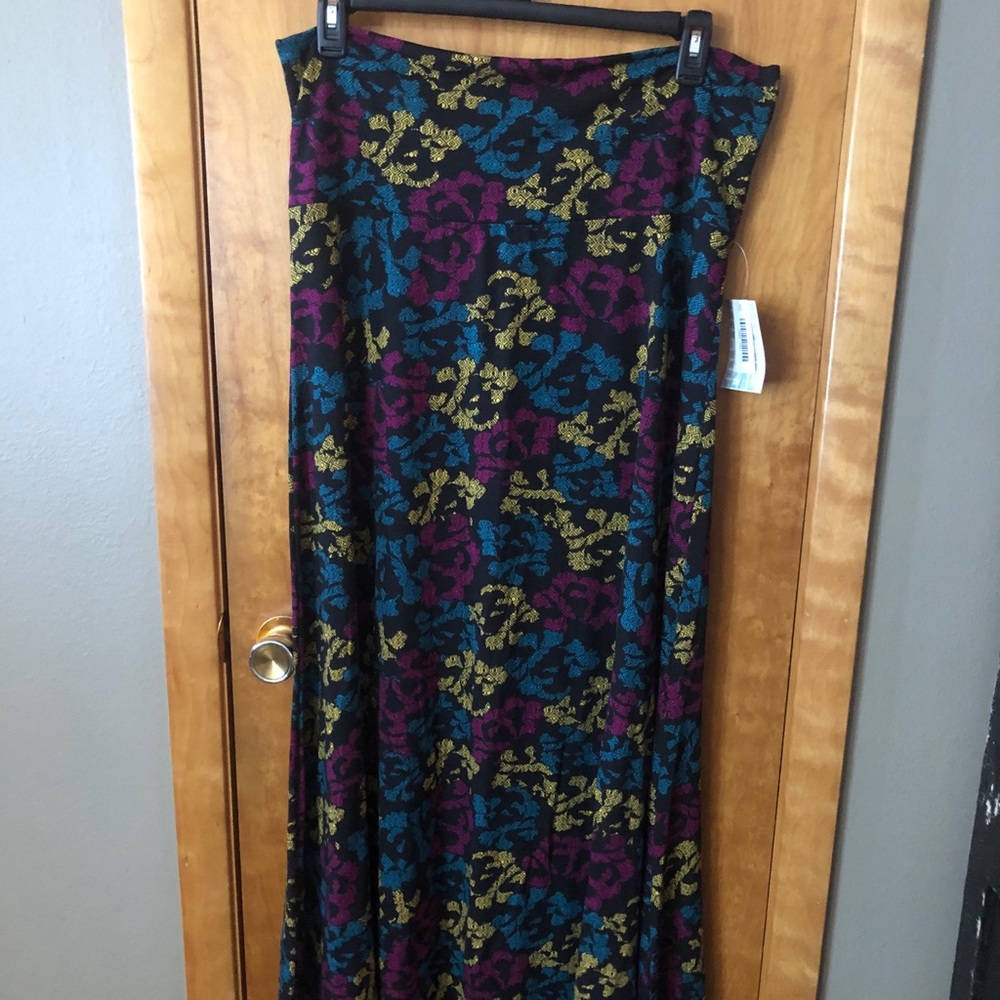 LuLaRoe Maxi Skirt Magenta Yellow Teal 2XL Plus